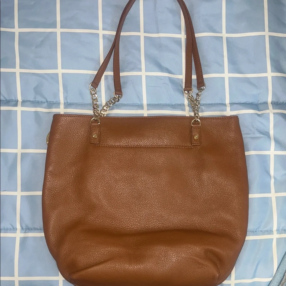 Michael Kors Tan Leather Tote with Gold Accents - Picture 3 of 7